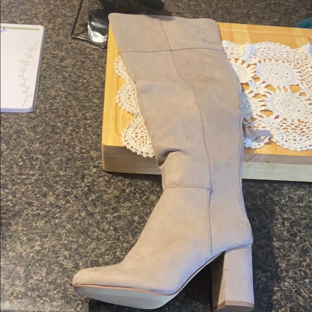 Taupe knee high boots